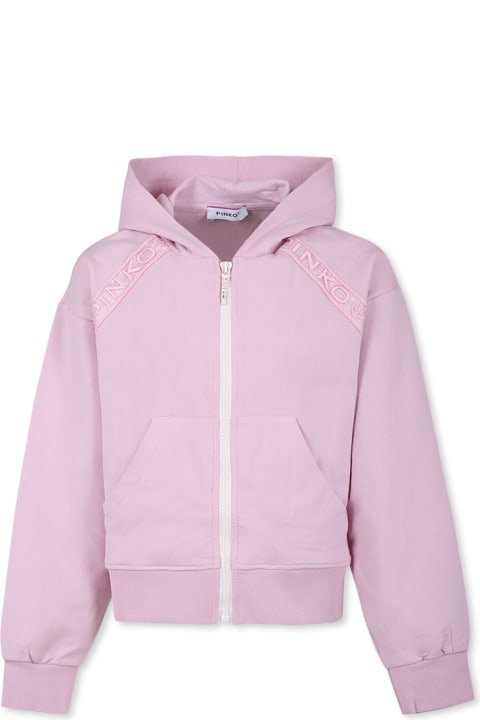 Pinko سترات وبلوزات ثقيلة لـ بنات Pinko Pink Sweatshirt For Girl With Logo