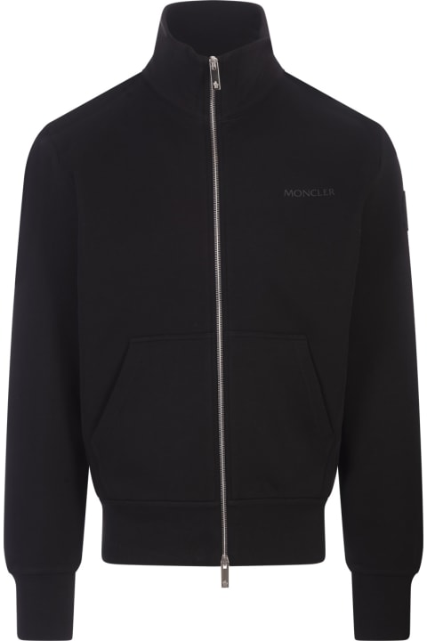 Moncler Sweaters for Men Moncler Zip-up Sweatshirt In Black Cotton With Logo