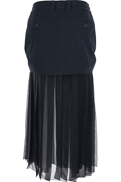 Dolce 
Gabbana Black Skirt With Pleated Design And Drawstring Waist In Silk Blend Stretch Woman