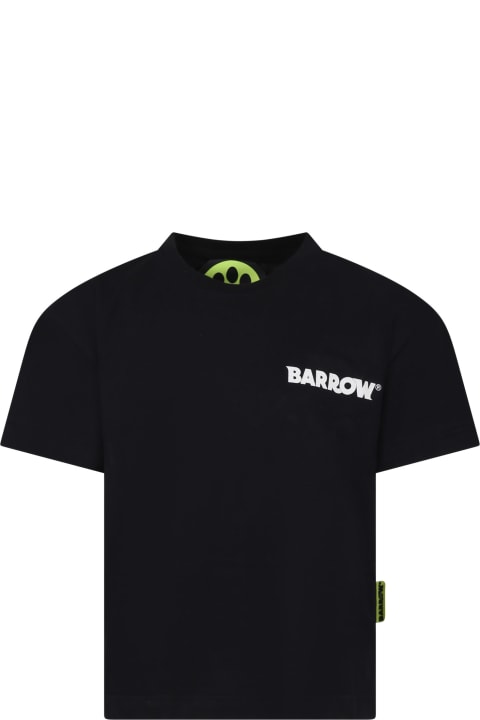 Barrow T-Shirts & Polo Shirts for Girls Barrow Black T-shirt For Kids With Smiley Face And Logo