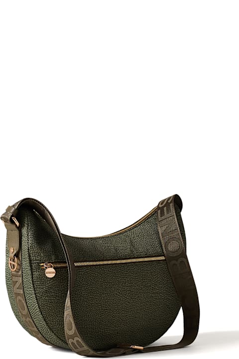 Borbonese Women Borbonese Luna Hobo Middle Shoulder Bag In Military Green Op Fabric