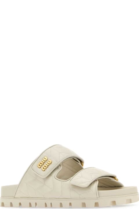 Shoes for Women Miu Miu White Nappa Leather Slippers