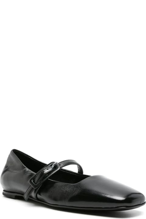 Flat Shoes for Women Halmanera Black Page Leather Ballerina Shoes