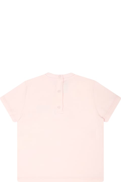 Fendi Topwear for Baby Boys Fendi Pink T-shirt For Baby Girl With Fendi Bear