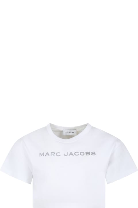 Marc Jacobs Kids Marc Jacobs White Crop T-shirt For Girl With Logo