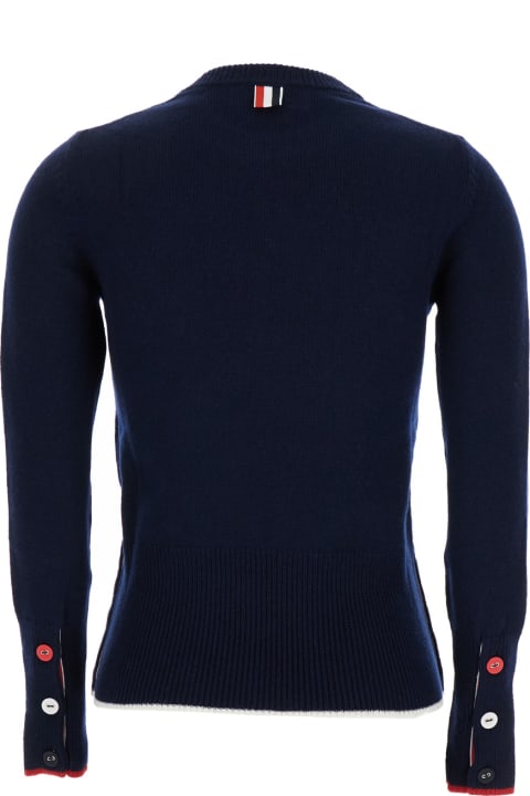 Thom Browne for Women Thom Browne Hector & Bow Jersey Intarsia Crewneck Pullover In Merino Wool With Tipping