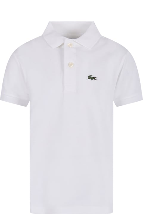 Fashion for Boys Lacoste White Polo Shirt For Boy With Green Crocodile