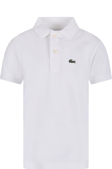 Lacoste for Kids Lacoste White Polo Shirt For Boy With Green Crocodile