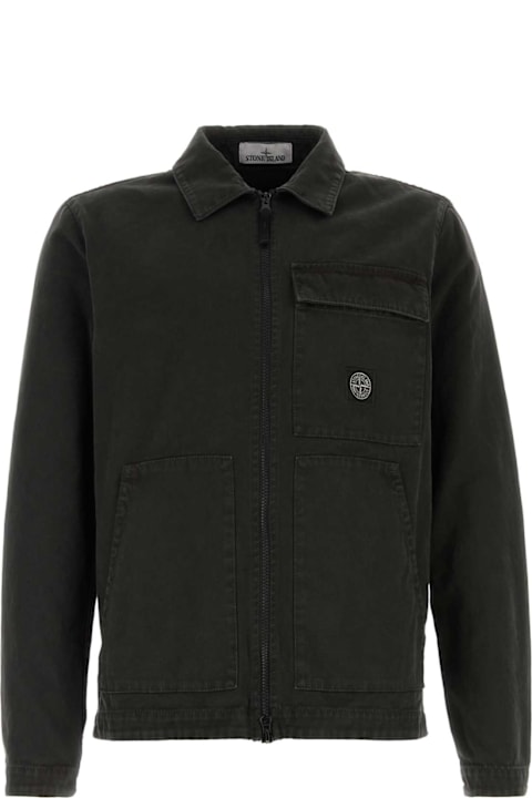 Coats & Jackets for Men Stone Island Charcoal Cotton Jacket