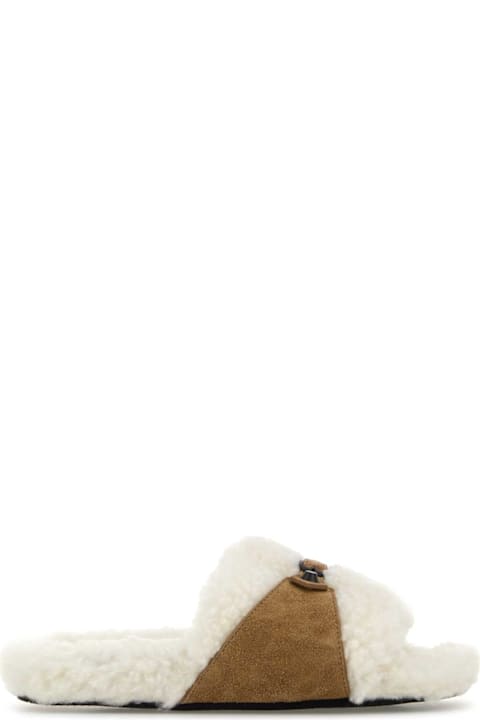 Balenciaga Two-tone Suede And Eco Fur Slide Furry Slippers