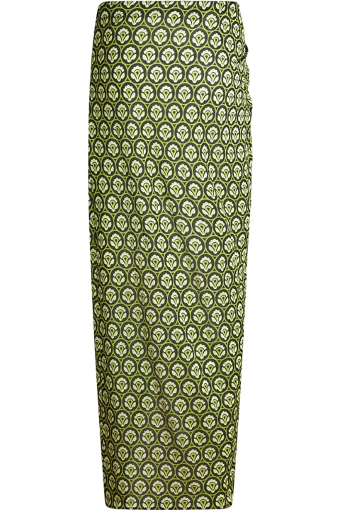 Skirts for Women Etro Green Printed Jersey Sarong Skirt