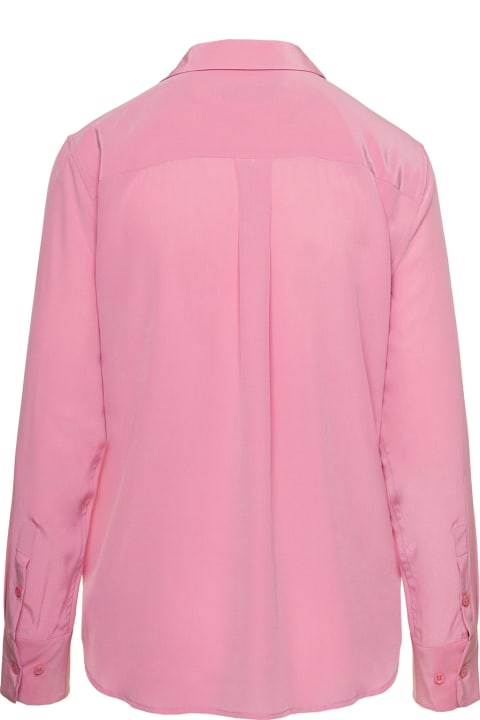 Pink Shirt With Patch Pockets With Flap In Silk Woman