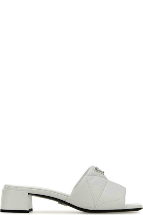 Prada Sandals for Women Prada White Nappa Leather Mules