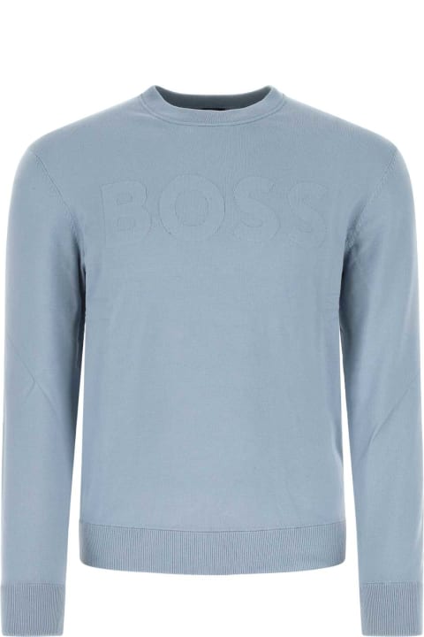 Fashion for Women Hugo Boss Pastel Light-blue Cotton Blend Sweater