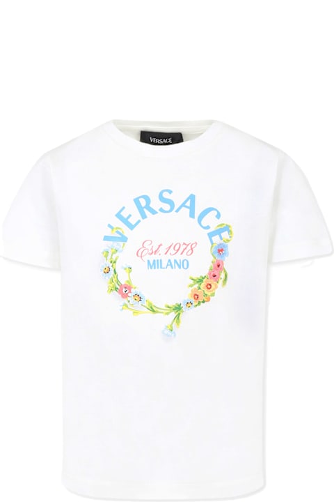 Homeware Versace White T-shirt For Girl With Logo