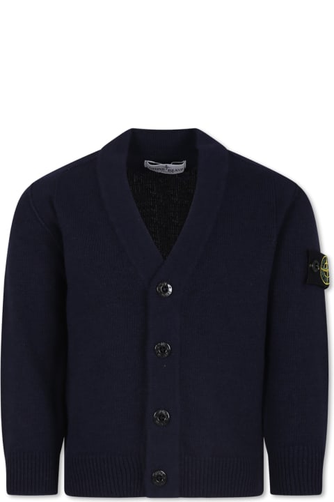 Homeware Stone Island Junior Blue Cardigan For Boy With Compass