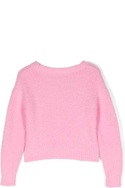 Chiara Ferragni for Kids Chiara Ferragni Pink Cropped Sweater With Logo Detail In Plush Effect Fabric Girl
