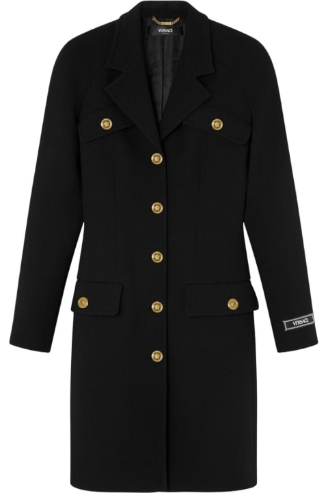 Versace Coats & Jackets for Women Versace Black Virgin Wool Blend Coat