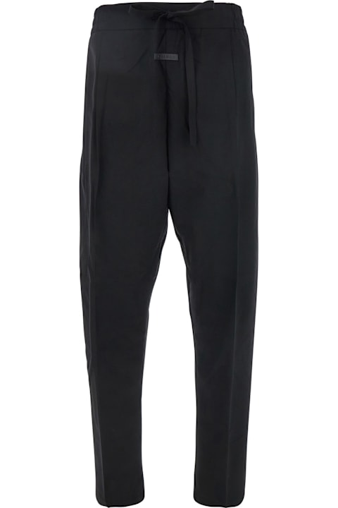 Fear of God Pants for Men Fear of God Black Pants With Front Knot Closure And Logo Patch In Cotton And Wool Blend Woman