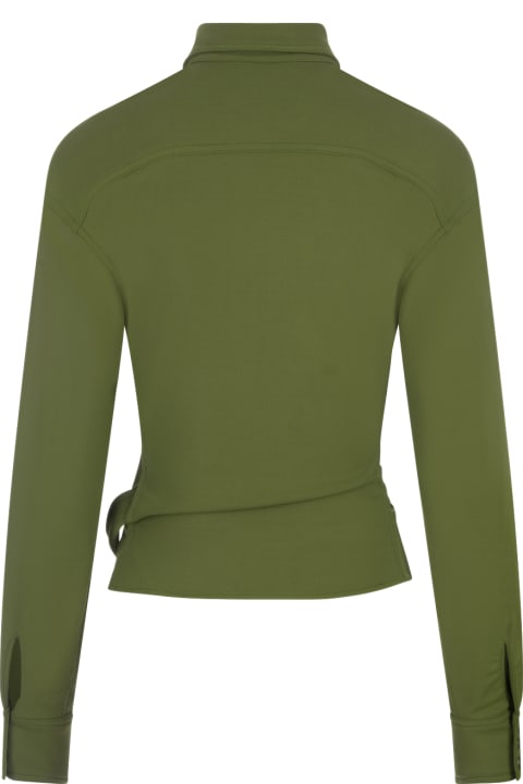 Fashion for Women Paco Rabanne Green Draped Top With Piercing Detail