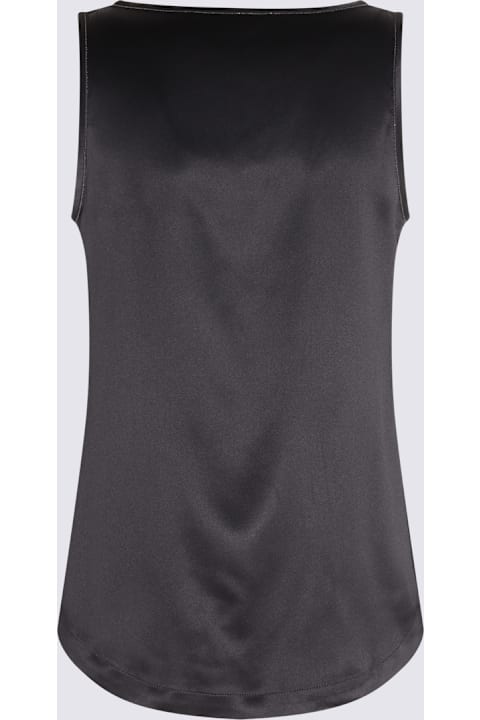 Topwear for Women Brunello Cucinelli Black Silk Tank Top