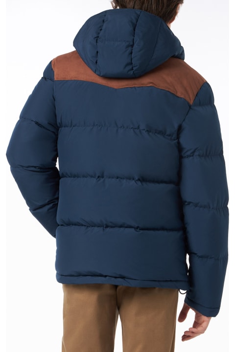 Homeware MC2 Saint Barth Man Blue Hooded Down Jacket Baxter