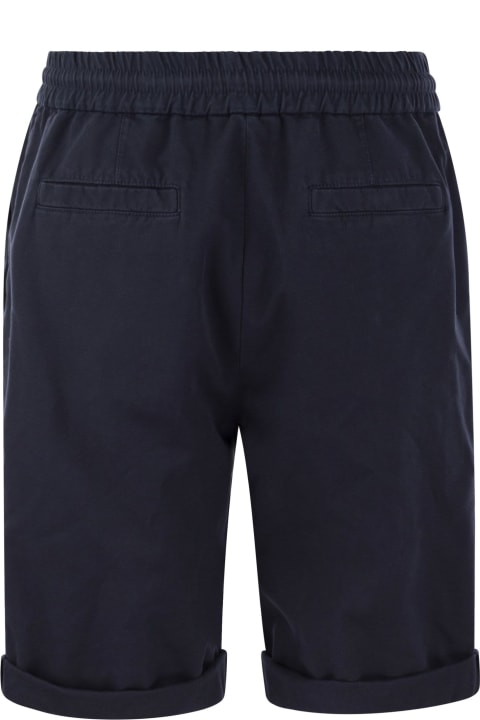 Brunello Cucinelli Clothing for Men Brunello Cucinelli Bermuda Shorts In Cotton Gabardine With Drawstring And Double Darts