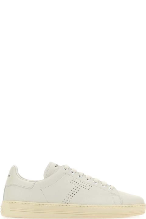 Shoes for Men Tom Ford White Leather Warwick Sneakers