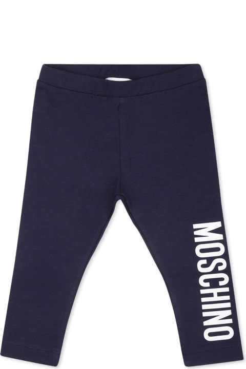 Moschino Bottoms for Baby Girls Moschino Blue Leggings For Baby Girl With Logo