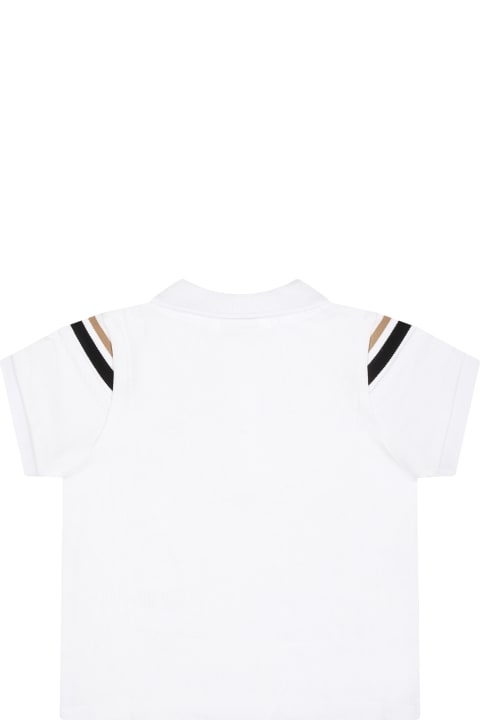 Topwear for Baby Boys Hugo Boss White Polo Shirt For Baby Boy With Logo