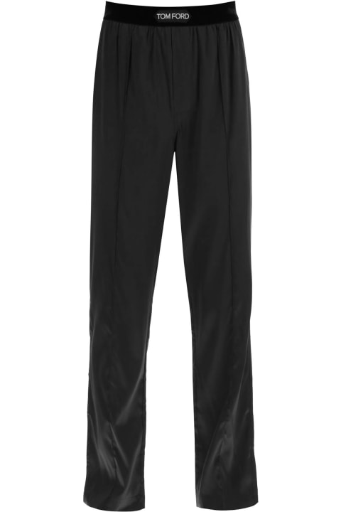 Tom Ford Clothing for Men Tom Ford Logo Waist Satin Pajama Trousers