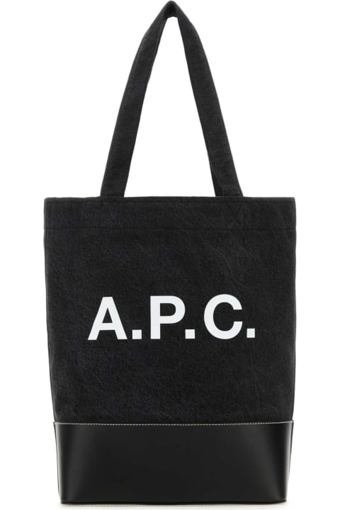 A.P.C. Totes for Women A.P.C. Black Denim And Leather Axel Shopping Bag