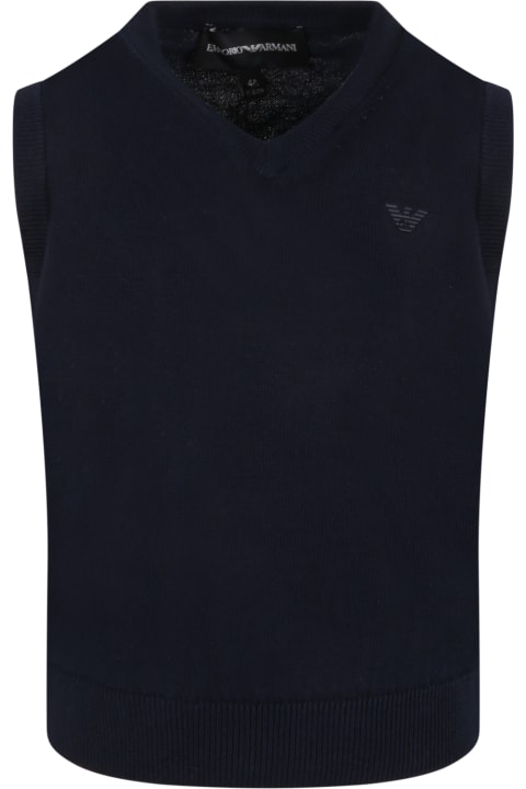 Homeware Emporio Armani Blue Vest For Boy With Iconic Eagle