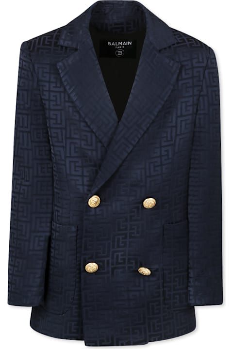 Homeware Balmain Blue Jacket For Boy With Labyrinth