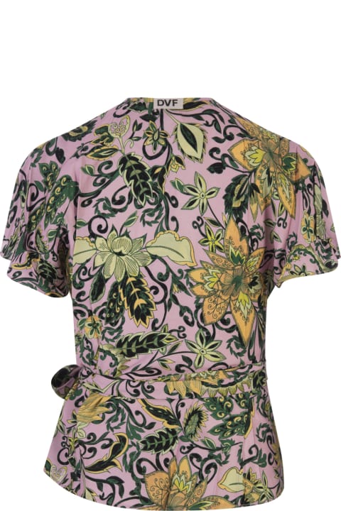 Diane Von Furstenberg Clothing for Women Diane Von Furstenberg Delhi Reversible Top In Garden Paisley Mint Green And Pink