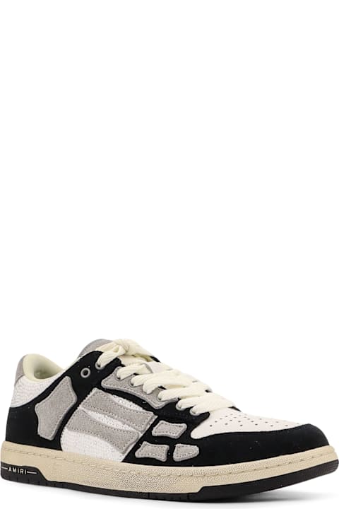 AMIRI for Men AMIRI Crystal Skel Top Low Leather And Suede Sneakers With Rhinestones Detail