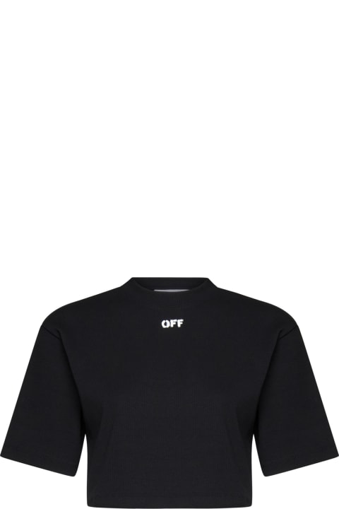 Off-White Topwear for Women Off-White Off Stamp Ribbed Cropped T-shirt