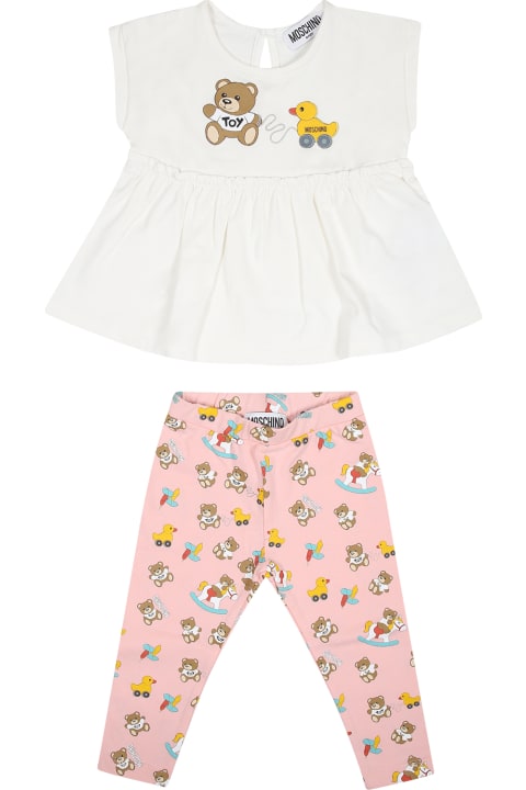 Bottoms for Baby Boys Moschino Multicolor Set For Baby Girl With Teddy Bear And Ducks