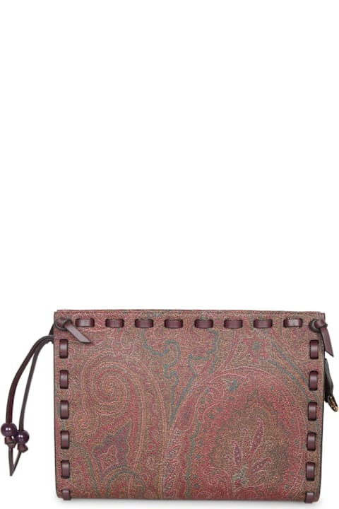 Etro حقائب لـ السيدات Etro Paisley Multicolor Brown Shoulder Bag