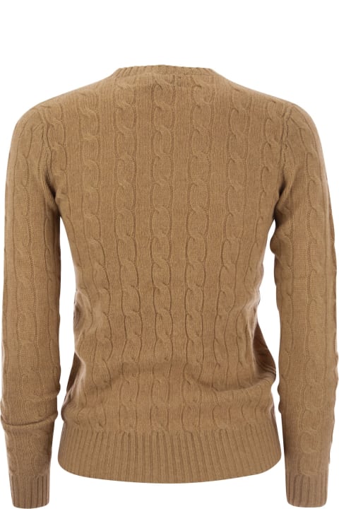 Polo Ralph Lauren Sweaters for Women Polo Ralph Lauren Camel Mél Collection Wool And Cashmere Braided Sweater