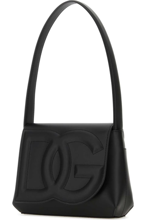 Dolce & Gabbana Shoulder Bags for Women Dolce & Gabbana Black Leather Dg Logo Shoulder Bag