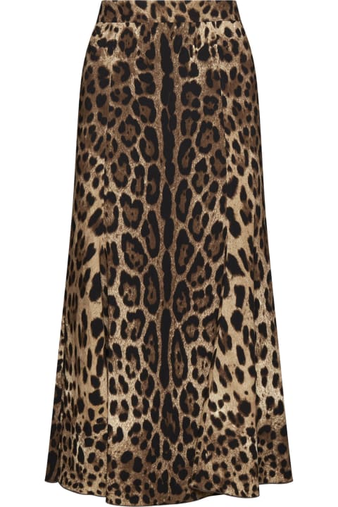 Dolce & Gabbana for Women Dolce & Gabbana Leopard Print Jersey Midi Skirt