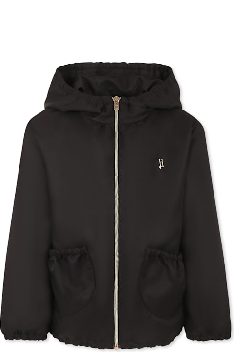Herno for Kids Herno Black Windbreaker Jacket For Girl