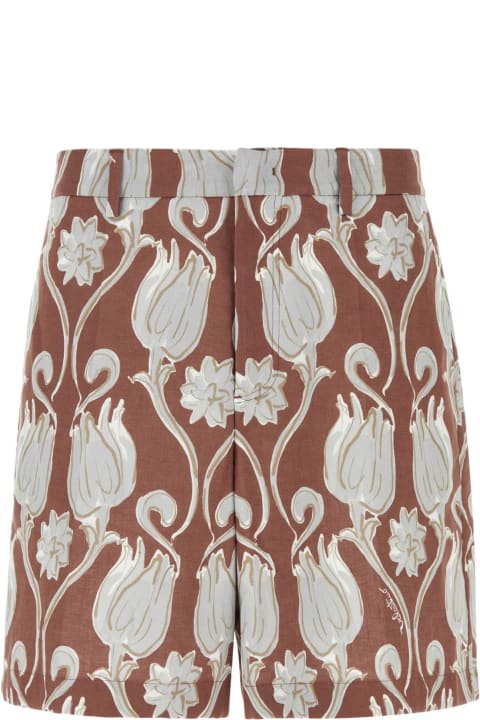 Valentino Garavani Pants for Men Valentino Garavani Printed Linen Bermuda Shorts