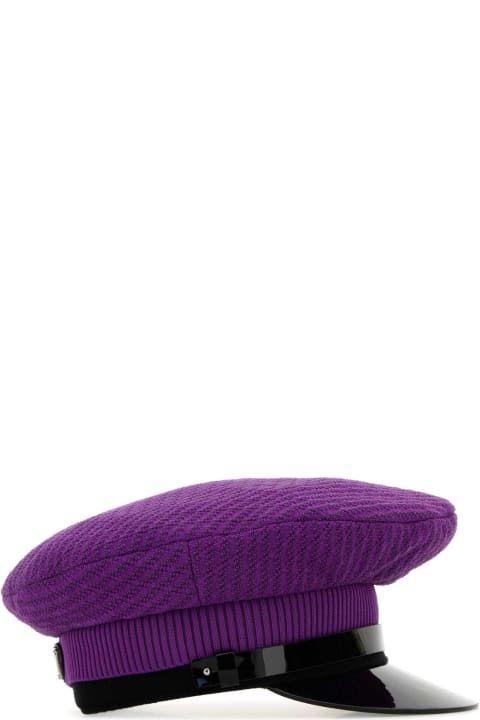 Prada قبعات لـ القسم الرجالي Prada Purple Stretch Nylon Baker Boy Hat