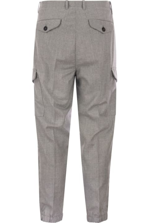 Brunello Cucinelli Men Brunello Cucinelli Wool Trousers With Cargo Pockets And Zipped Bottoms