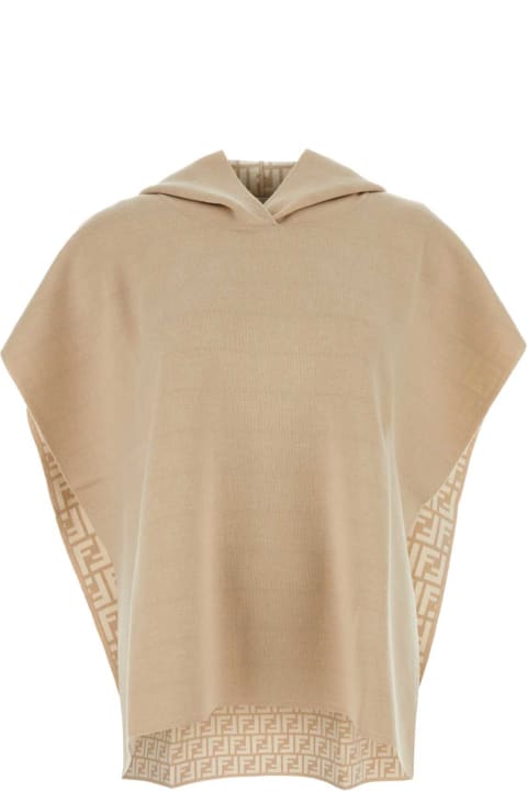 Fendi Coats & Jackets for Women Fendi Beige Stretch Wool Blend Poncho
