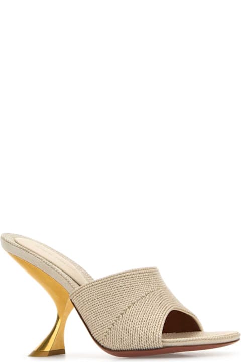 Amina Muaddi for Women Amina Muaddi Sand Fabric Taylor Mules