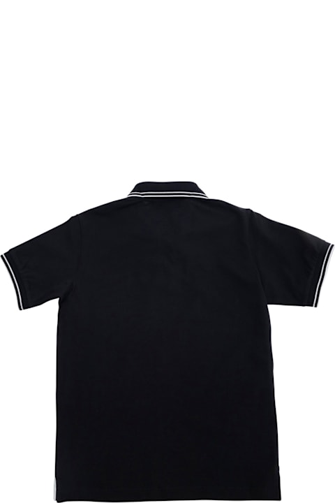 Homeware Stone Island Junior Black Polo Shirt With Classic Collar And Chest Logo Patch In Cotton Boy