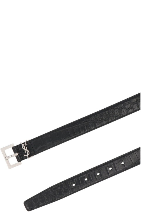 Accessories for Men Saint Laurent Logo Plaque Embossed Belt